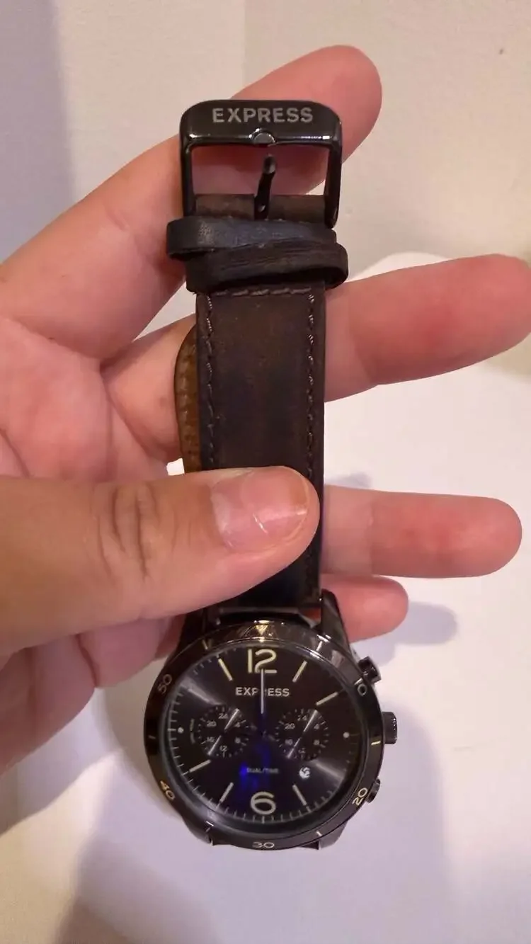 Express Men's Dual Time Chronograph Watch FMDEX1734 with Brown Leather Strap
